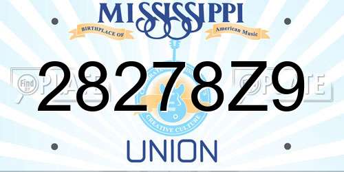 28278Z9 Mississippi License Plate