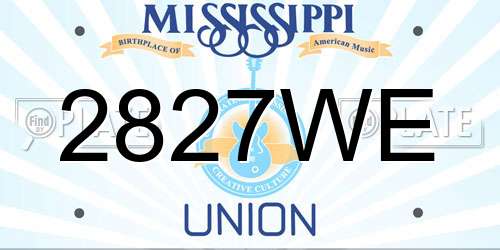 2827WE Mississippi License Plate