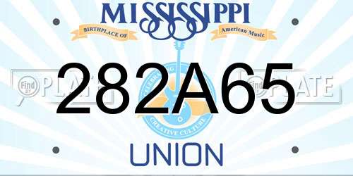 282A65 Mississippi License Plate