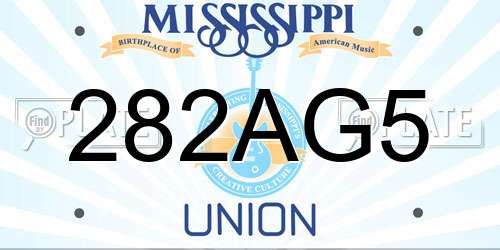 282AG5 Mississippi License Plate