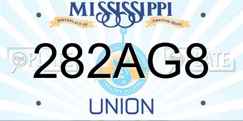282AG8 Mississippi License Plate