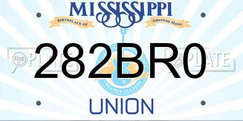 282BR0 Mississippi License Plate