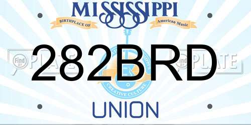 282BRD Mississippi License Plate