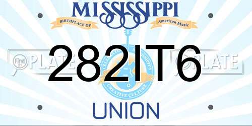 282IT6 Mississippi License Plate