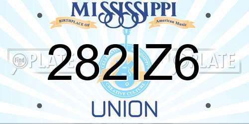 282IZ6 Mississippi License Plate