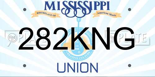 282KNG Mississippi License Plate