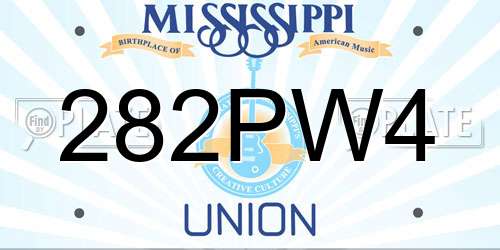 282PW4 Mississippi License Plate