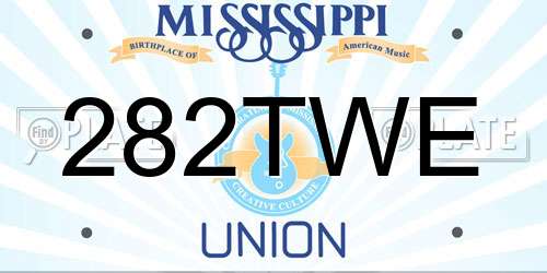 282TWE Mississippi License Plate