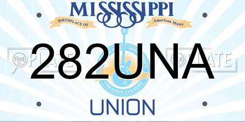 282UNA Mississippi License Plate