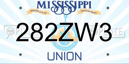 282ZW3 Mississippi License Plate