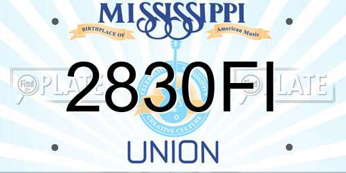 2830FI Mississippi License Plate