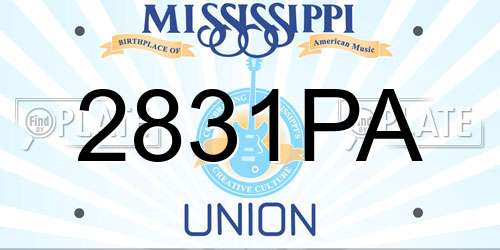 2831PA Mississippi License Plate