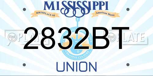 2832BT Mississippi License Plate