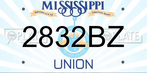 2832BZ Mississippi License Plate