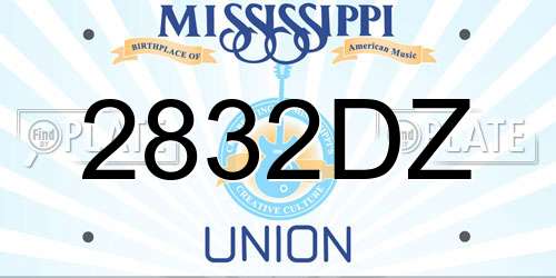 2832DZ Mississippi License Plate