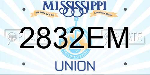 2832EM Mississippi License Plate