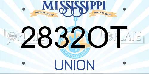 2832OT Mississippi License Plate