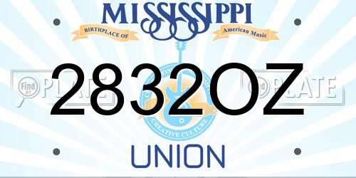 2832OZ Mississippi License Plate