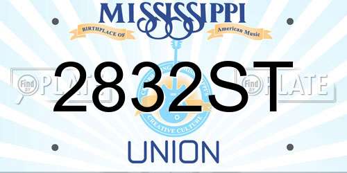 2832ST Mississippi License Plate