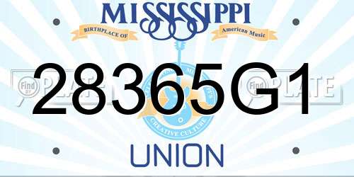 28365G1 Mississippi License Plate
