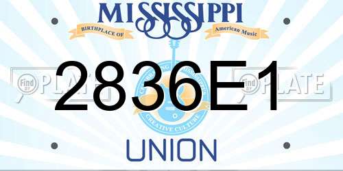 2836E1 Mississippi License Plate