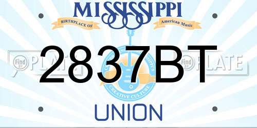 2837BT Mississippi License Plate