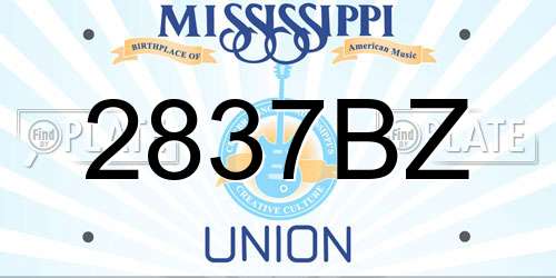 2837BZ Mississippi License Plate
