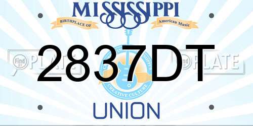 2837DT Mississippi License Plate