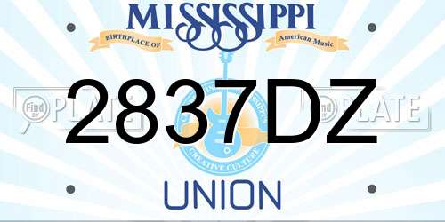 2837DZ Mississippi License Plate