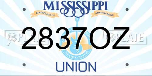 2837OZ Mississippi License Plate