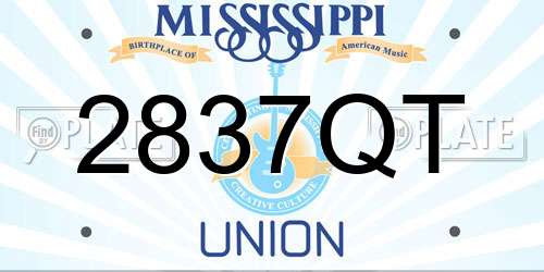 2837QT Mississippi License Plate