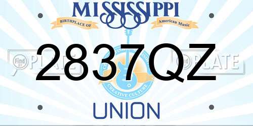 2837QZ Mississippi License Plate