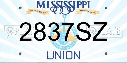 2837SZ Mississippi License Plate