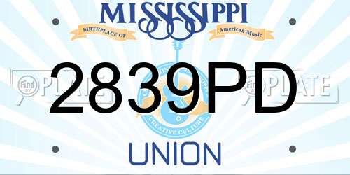 2839PD Mississippi License Plate