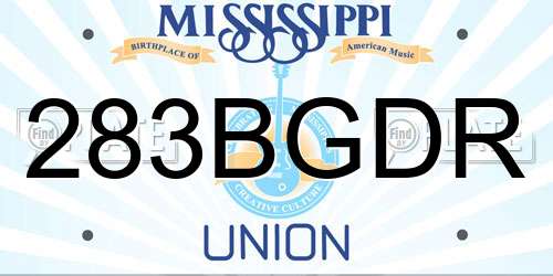 283BGDR Mississippi License Plate