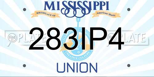 283IP4 Mississippi License Plate