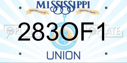 283OF1 Mississippi License Plate