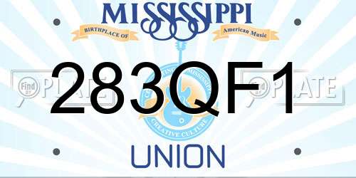283QF1 Mississippi License Plate