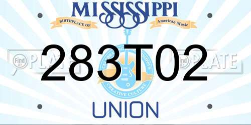 283T02 Mississippi License Plate