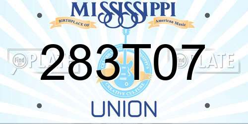 283T07 Mississippi License Plate