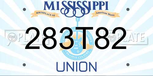 283T82 Mississippi License Plate