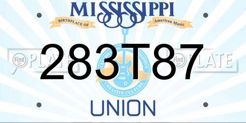 283T87 Mississippi License Plate