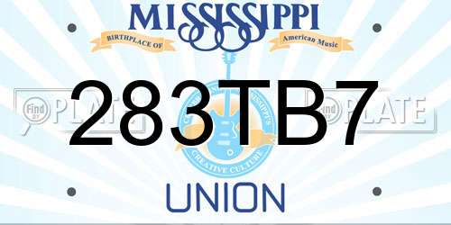 283TB7 Mississippi License Plate