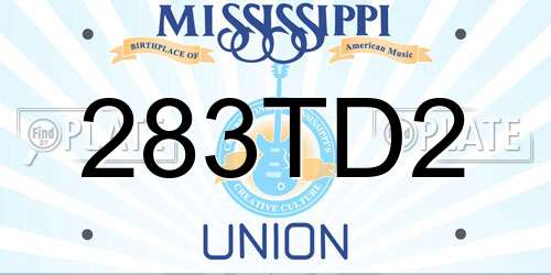 283TD2 Mississippi License Plate
