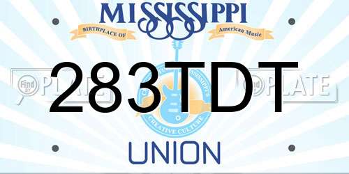 283TDT Mississippi License Plate