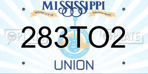 283TO2 Mississippi License Plate