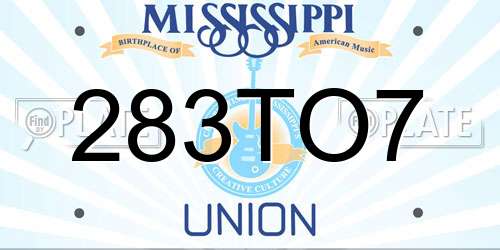 283TO7 Mississippi License Plate