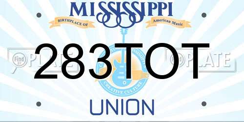 283TOT Mississippi License Plate