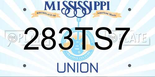 283TS7 Mississippi License Plate