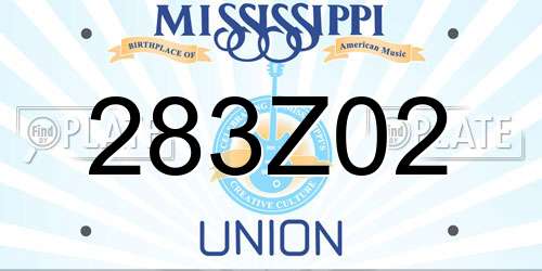 283Z02 Mississippi License Plate